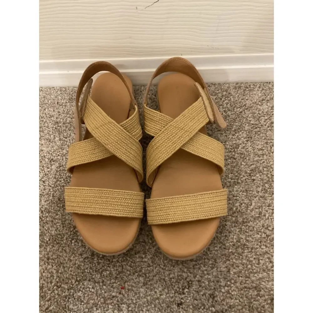 Marc Fisher Nalan Trail Sandals | Natural Raffia Crisscross Comfort Sandals,sz 8 - Picture 2 of 8